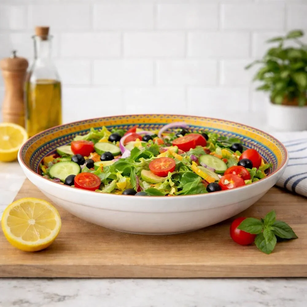 Furio Home Portugal Lemon Serving Bowl | 12.75” Hand-Painted Ceramic - Picture 2 of 10